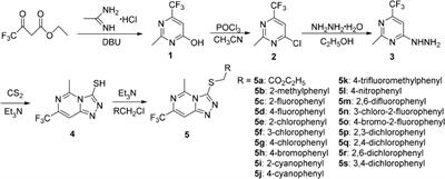 Design, Synthesis, and Antifungal Activity of Novel 1,2,4-Triazolo[4,3-c]trifluoromethylpyrimidine Derivatives Bearing the Thioether Moiety